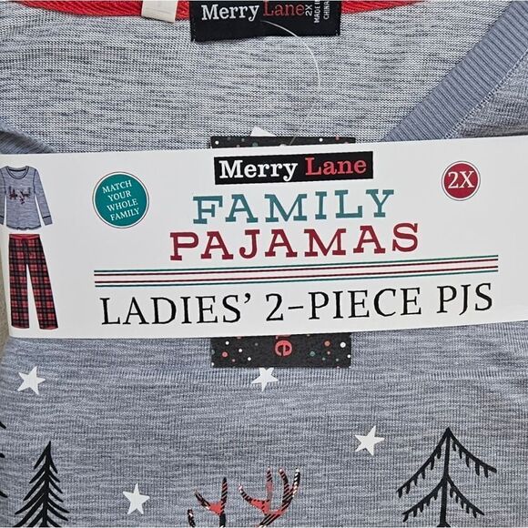 New MERRY LANE Plus Size Christmas Scene 2 Piece PJ Set - Picture 2 of 6